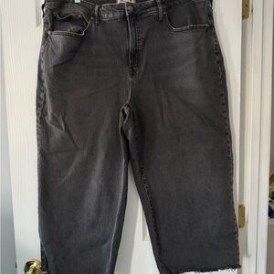 Madewell Women’s  Dark Gray/Faded Black Cropped Wide Leg Jeans